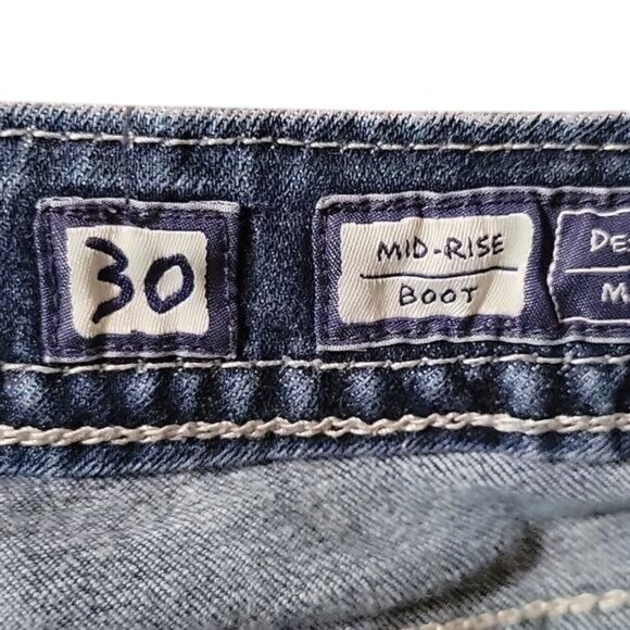 MISS ME‎ Womens Mid-Rise Bootcut Jeans Rhinestone Embellished Pockets 30 Denim - Picture 5 of 7